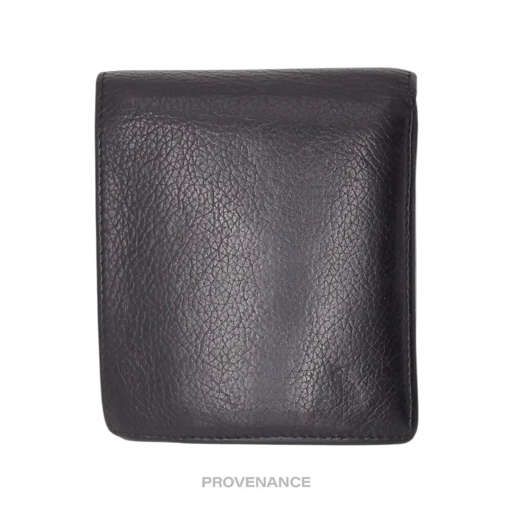 🔴 Balenciaga Logo Bifold Wallet - Black Leather